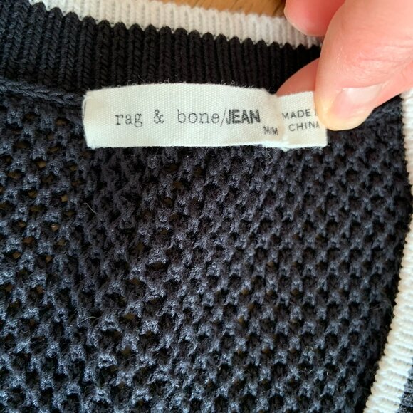 Rag & Bone Maeve Sweater Black White Knit V Neck Elizabeth Sweater Dress Size M - Picture 4 of 10